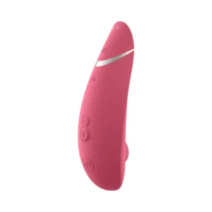 WOMANIZER - Premium 2 Silicone Rechargeable Clitoral Stimulator in raspberry color.