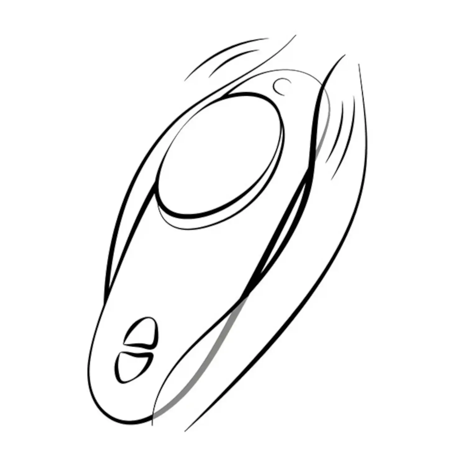 Illustration of black We-Vibe Moxie+ positioned for external stimulation
