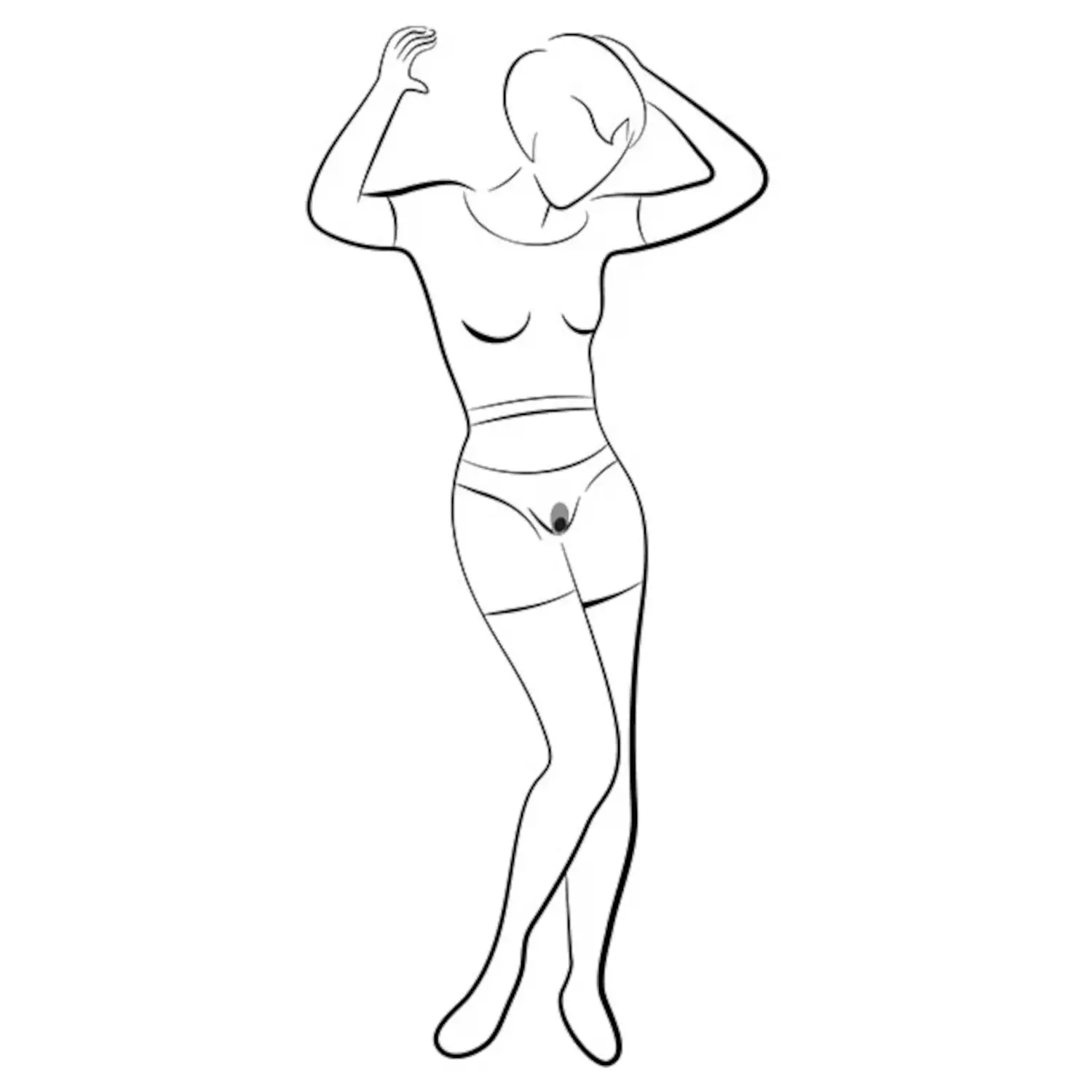 Illustration of black We-Vibe Moxie+ worn inside underwear on body outline