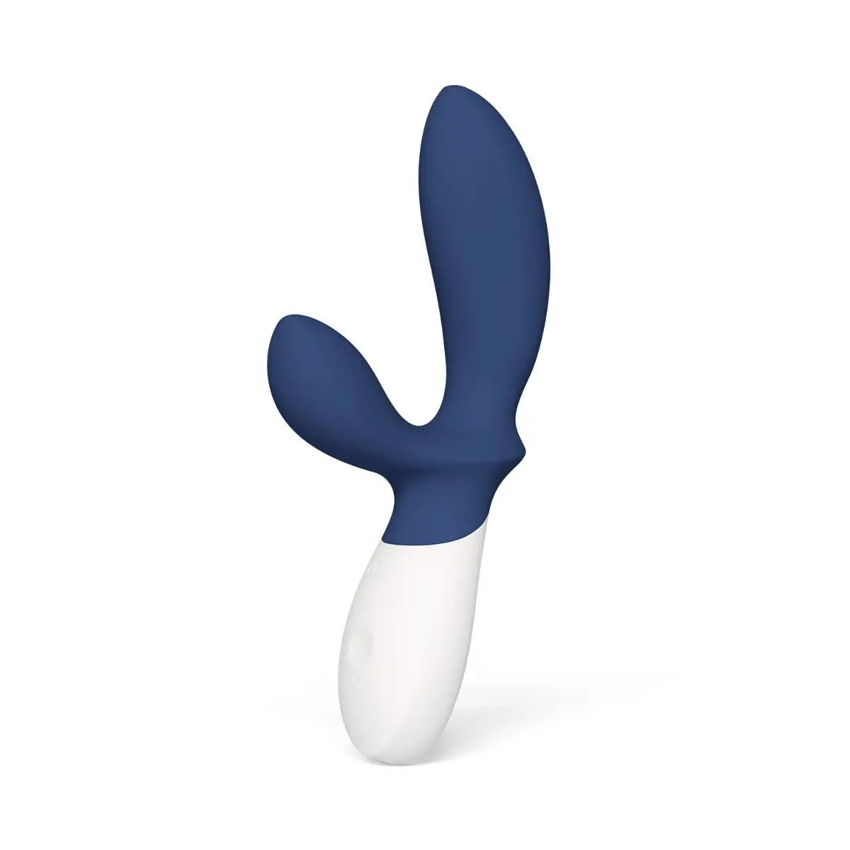LELO LOKI Wave 2 in base blue and white upright product view