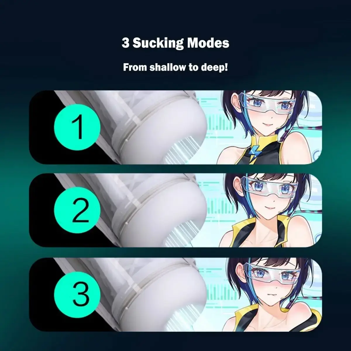 TryFun Protean 2 graphic showing 3 sucking modes
