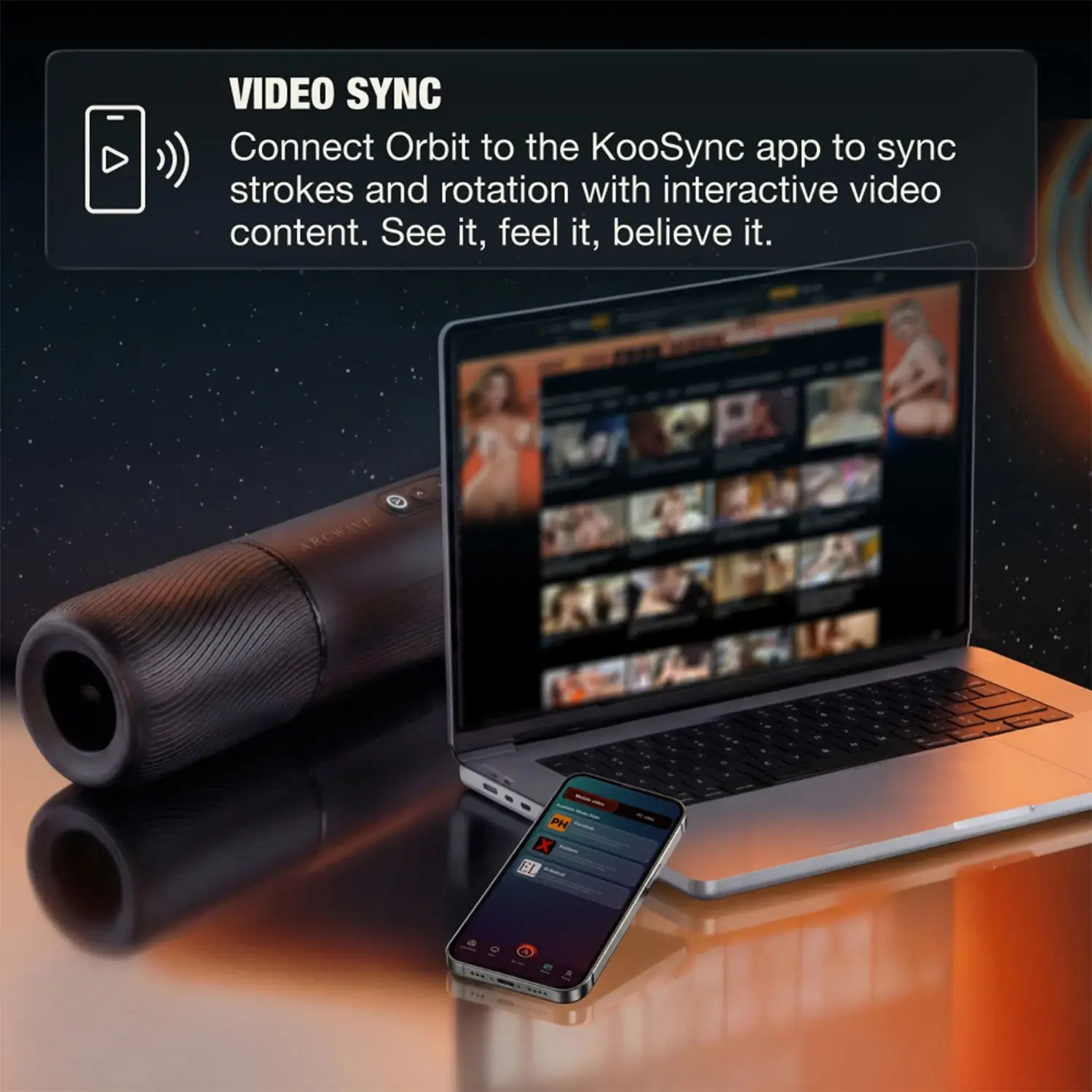 Arcwave Orbit video sync with KooSync app and interactive content.