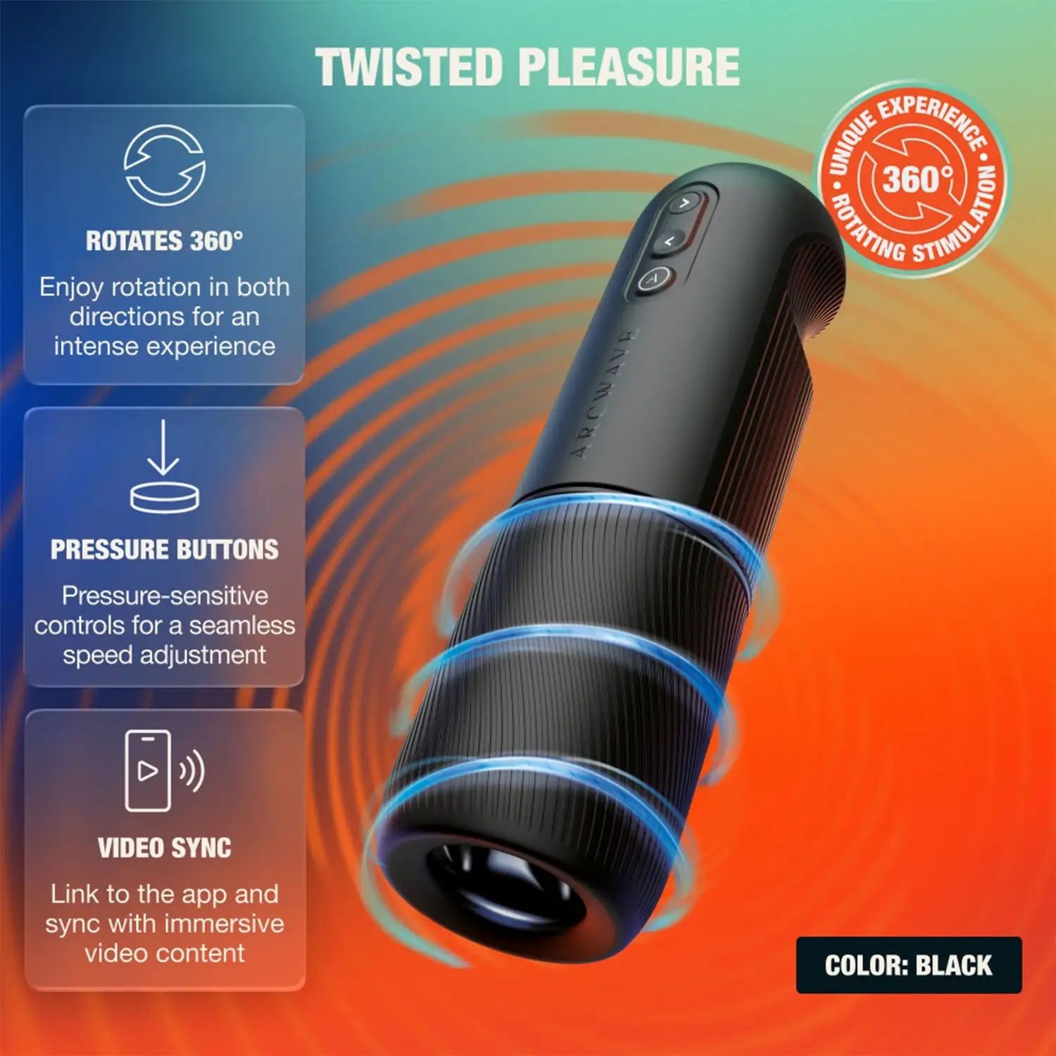 Arcwave Orbit 360-degree rotation, pressure controls, and video sync features.
