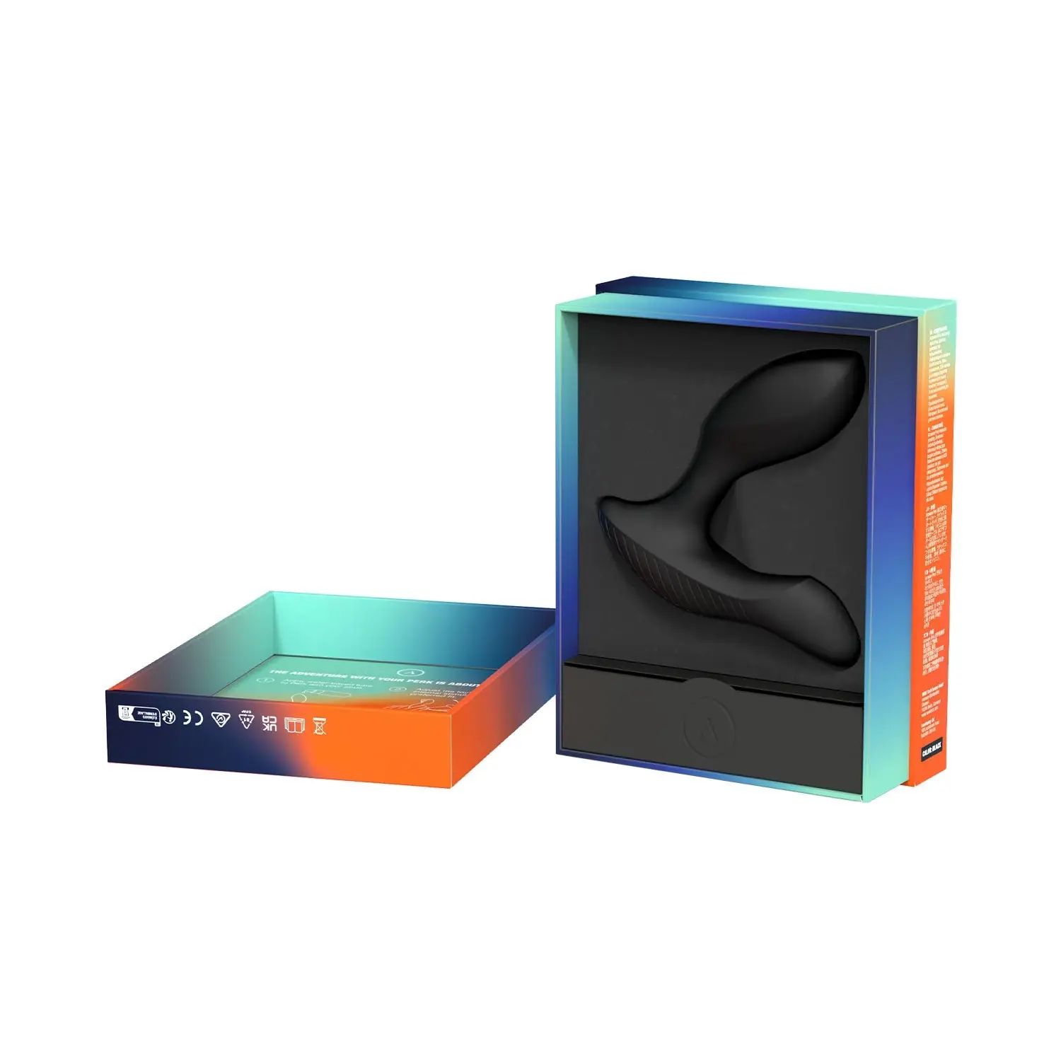Arcwave Perk black prostate vibrator displayed inside open retail box