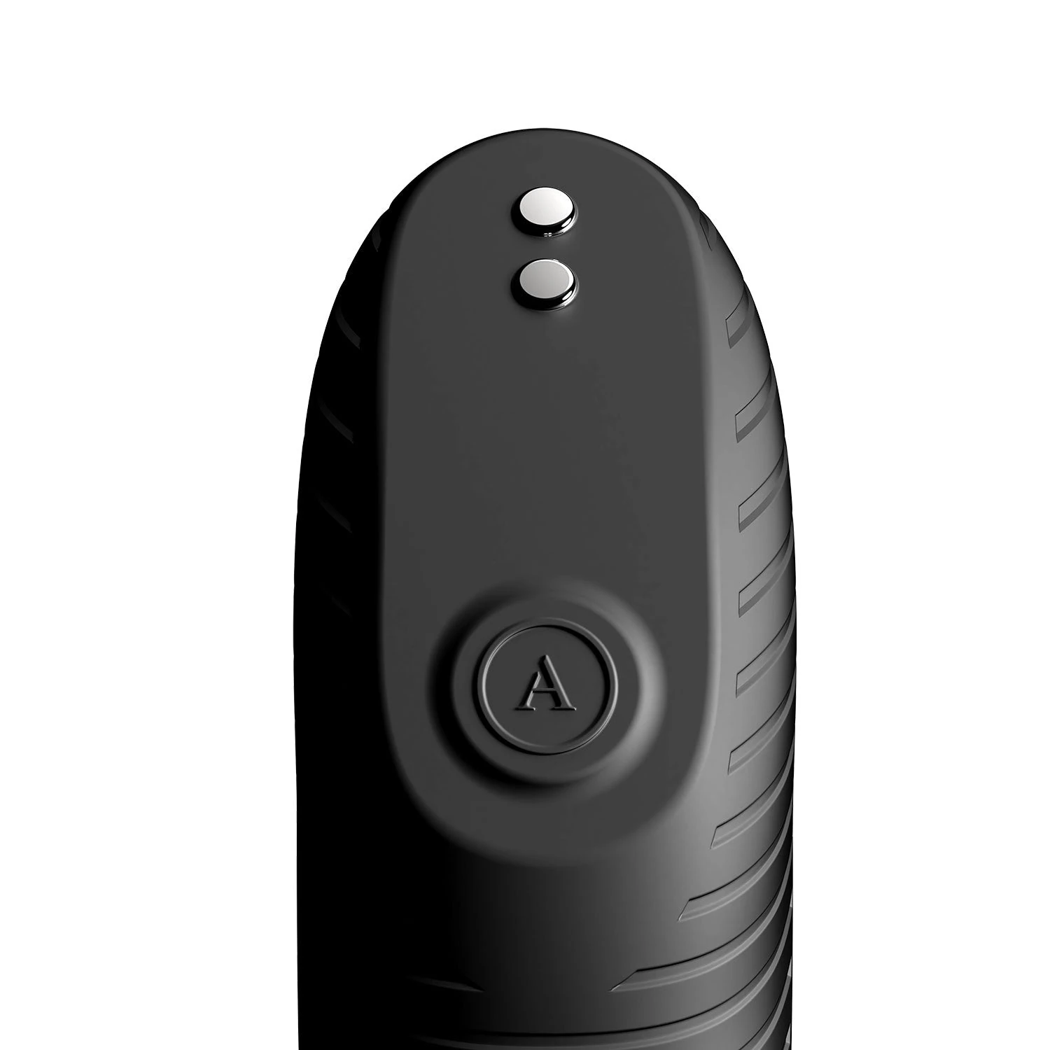 Close-up of Arcwave Perk black prostate vibrator base with charging pins